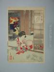 Une Dame Observe La Lune by Tsukioka Yoshitoshi