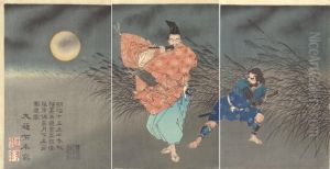 Fujiwara No Yasumasa Gekka Roteki Zu by Tsukioka Yoshitoshi