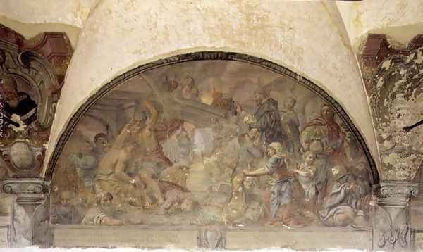 St. Dominic Resurrecting Forty Drowned Pilgrims, lunette from the fresco cycle of the Life of St. Dominic, in the cloister of St. Dominic, c.1698 - view 1