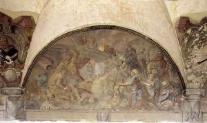 St. Dominic Resurrecting Forty Drowned Pilgrims, lunette from the fresco cycle of the Life of St. Dominic, in the cloister of St. Dominic, c.1698 by Cosimo Ulivelli
