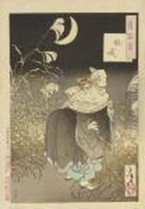 A Print With A Fox Dressed by Tsukioka Yoshitoshi