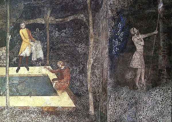 Scenes of Country Life - "Fishing in a Fish Pond" - detail of right side 1343 - view 1