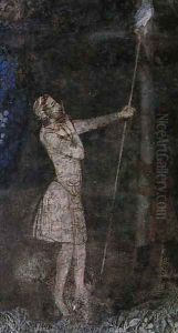 Scenes of Country Life - "Fishing in a Fish Pond" - detail- far right 1343