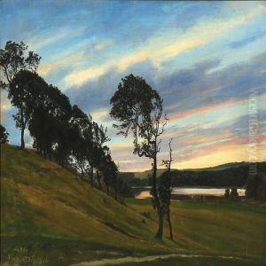 Sunset Over Non Mill At Hald Lake by Christian Zacho