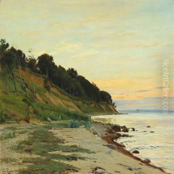Coastal Scenery With Cliffs And Sailing Ship - view 1
