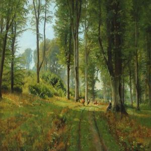 Cows Grazing In A Clearing In The Forest by Christian Zacho