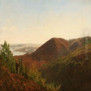Danish Landscape With A Painter Standing At His Easel by Christian Zacho