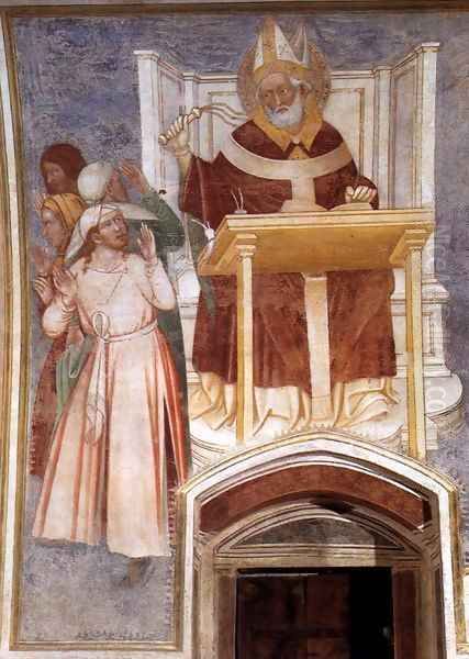 St Ambrose Enthroned Flagellating Two Heretics - view 1