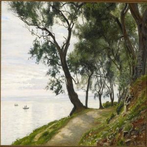 Forest Scenery With Aview Of A Bay by Christian Zacho