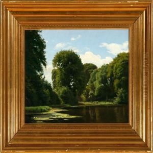 A Danish Landscape With A Forest Lake A Danish Landscape With A Forest Lake