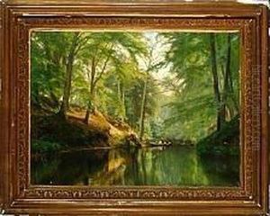 A Forest Landscape From Saebygard In North Jutland, Denmark by Christian Zacho
