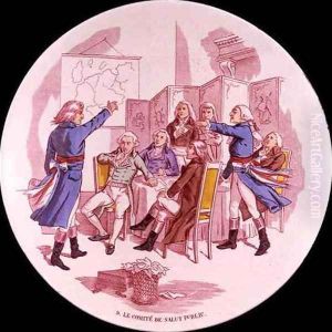 Plate depicting the Committee of Public Safety, Sarreguemines, 1889 by Paul Utzschneider
