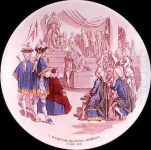 Plate depicting the Opening of the Estates General on the May 1789, Sarreguemines, 1889 by Paul Utzschneider