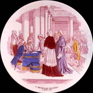 Plate depicting the Abolition of Privileges, 4th August 1789, Sarreguemines, 1889 by Paul Utzschneider