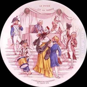 Plate depicting the Enrolment of Volunteers, 22nd July 1792, Sarreguemines, 1889 by Paul Utzschneider