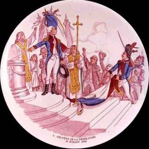 Plate depicting the Festival of the Federation, 14th July 1790, Sarreguemines, 1889 by Paul Utzschneider