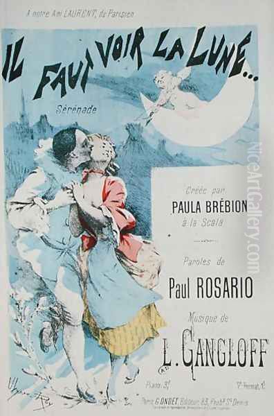 Front cover of a score for Il Faut Voir la Lune, music by L. Gangloff, text by Paul Rosario, created by Paula Brebion at La Scala - view 1