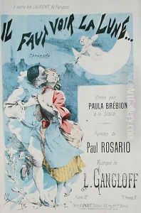 Front cover of a score for Il Faut Voir la Lune, music by L. Gangloff, text by Paul Rosario, created by Paula Brebion at La Scala by Jean Ulysse-Roy
