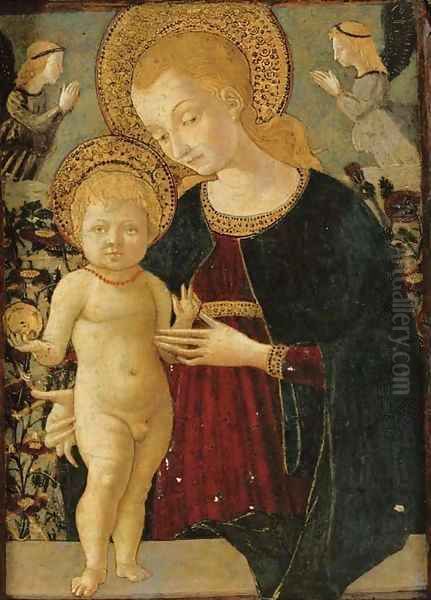 The Madonna and Child before a parapet with two adoring Angels, a hortus conclusus beyond - view 1