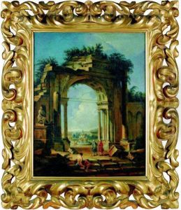 Figures Elegantes Se Promenant Au Pied D'une Arche Romaine by Giuseppe Zais