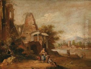 Paesaggio Di Rovine Con Figure by Giuseppe Zais