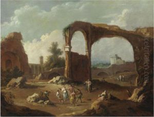 Paesaggio Con Figure E Rovine by Giuseppe Zais