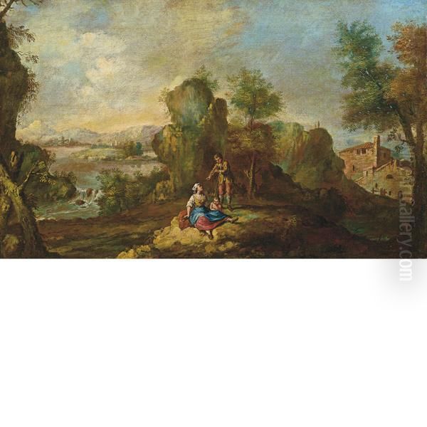 Paesaggio Con Case E Figure - view 1