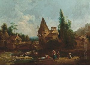 Paesaggio Con Figure by Giuseppe Zais
