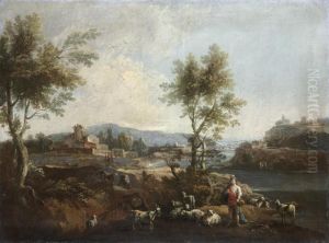 Paesaggio Fluviale Con Pastore E Gregge by Giuseppe Zais