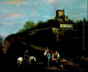 Paesaggio Con Contadine by Giuseppe Zais