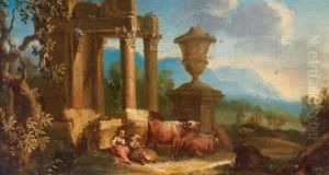Paesaggio Con Rovine E Pastori by Giuseppe Zais