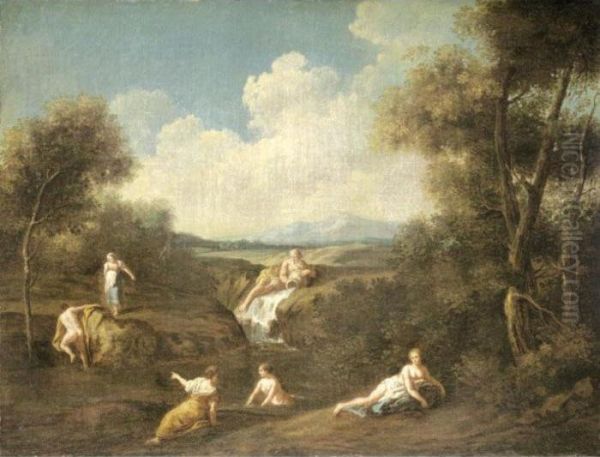 A River Landscape With Nymphs Bathing, A River God Beyond - view 1