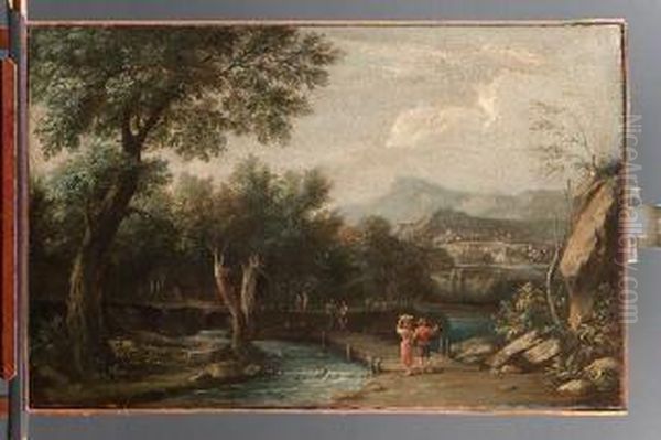 Paesaggio Lacustre Con Figure - view 1