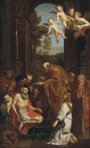 Domenichino The Last Communion Of Saint Jerome by Domenico Zampieri (Domenichino)
