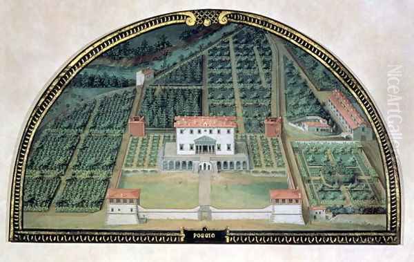 Villa Poggio a Caiano from a series of lunettes depicting views of the Medici villas, 1599 - view 1
