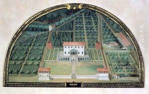 Villa Poggio a Caiano from a series of lunettes depicting views of the Medici villas, 1599 Villa Poggio a Caiano from a series of lunettes depicting views of the Medici villas, 1599
