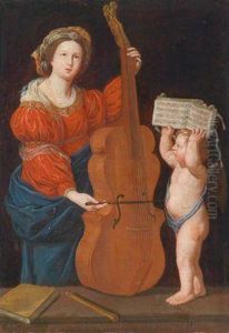 Nachfolge Die Heilige Cacilia Als Patronin Der Musik by Domenico Zampieri (Domenichino)