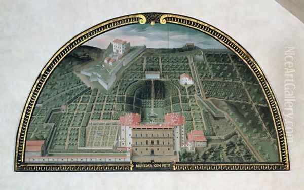 Fort Belvedere and the Pitti Palace from a series of lunettes depicting views of the Medici villas, 1599 - view 1