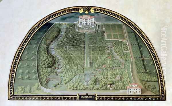 Villa Pratolino Demidoff from a series of lunettes depicting views of the Medici villas, 1599 - view 1