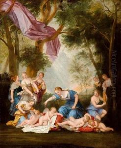 Diana Entwaffnet Amor. by Domenico Zampieri (Domenichino)
