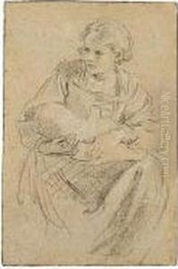 A Seated Woman Holding A Bundle by Domenico Zampieri (Domenichino)