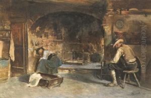 Scena In Interno Al Focolare