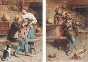 A Refreshing Drink; And A Favourite Tune by Eugenio Zampighi