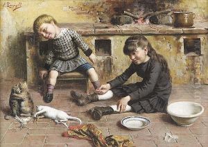 The Playful Kittens by Eugenio Zampighi