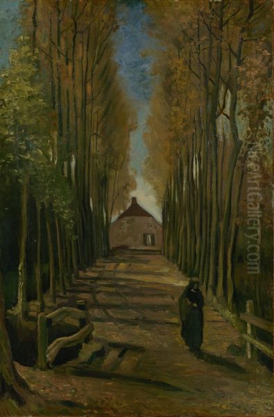 Avenue Of Poplars In Autumn - view 1