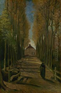 Avenue Of Poplars In Autumn