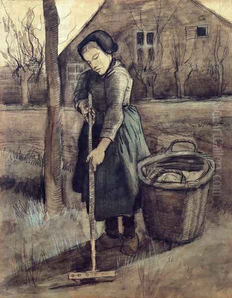 A Girl Raking - view 1