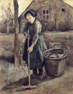 A Girl Raking