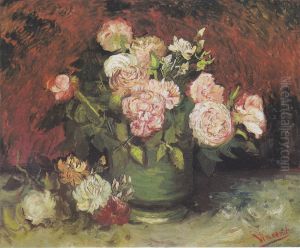 Bowl With Peonies And Roses