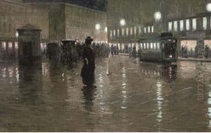 A Square In Trieste At Night by Giovanni Zangrando